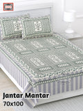 Jantar Mantar Cotton Bedsheet- Grey Print (70 x 100 Inches)