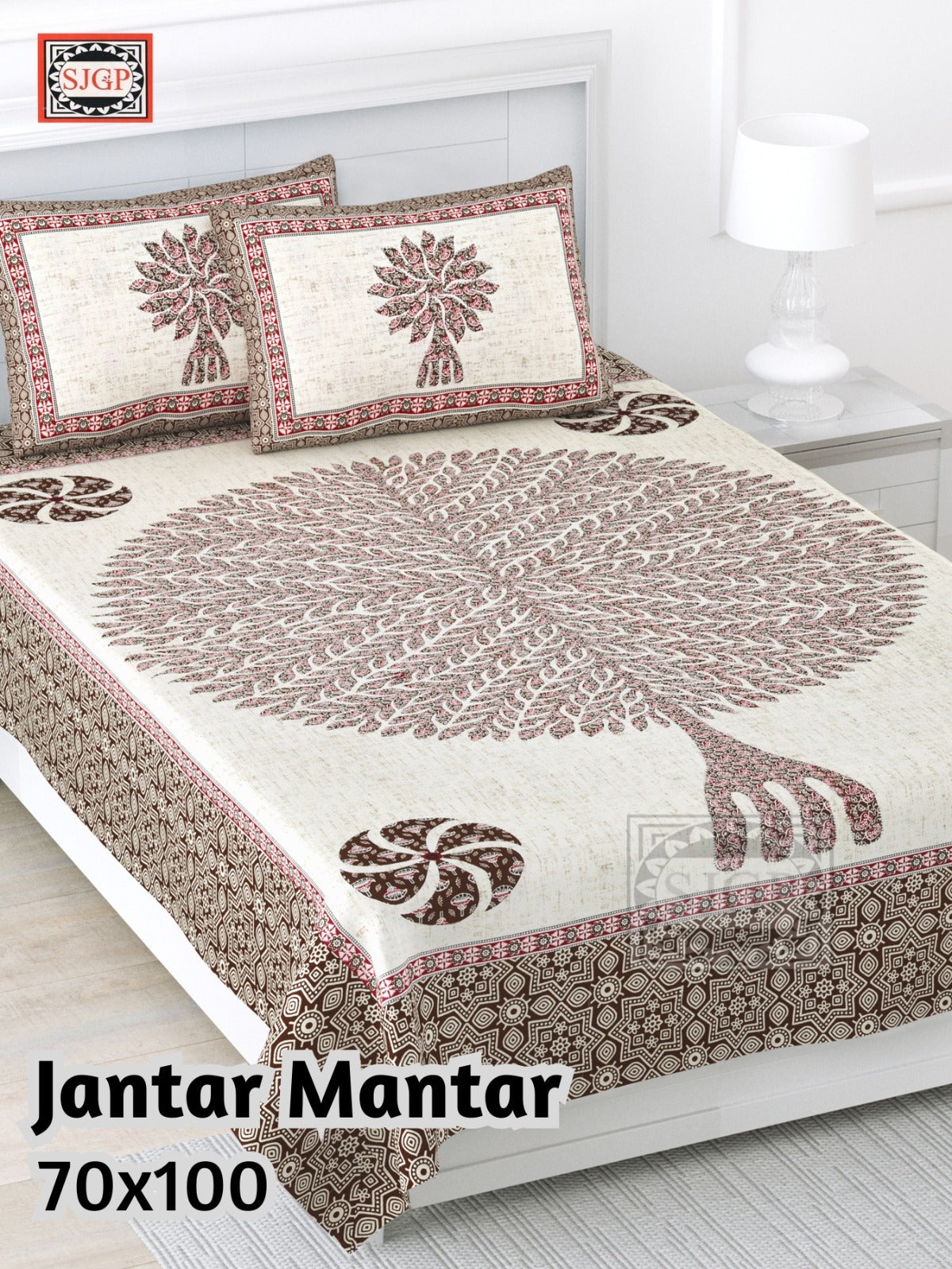 Jantar Mantar Cotton Bedsheet- Multi Print (70 x 100 Inches)