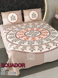 ECAUDOR Cotton Bedsheet- Brown Floral Print (90 x 108 Inches)