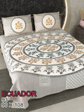 ECAUDOR Cotton Bedsheet- Grey Floral Print (90 x 108 Inches)