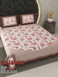 ECAUDOR Cotton Bedsheet- Red Floral Print (90 x 108 Inches)