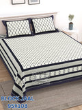 BLOCK JAAL Cotton Bedsheet- Black White Floral Print (95 x 108 Inches)
