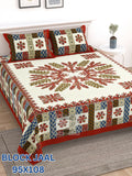 BLOCK JAAL Cotton Bedsheet- Brown Floral Print (95 x 108 Inches)