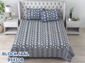 BLOCK JAAL Cotton Bedsheet- Blue Floral Print (95 x 108 Inches)