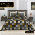 BAGRU GOLD Cotton Bedsheet- Grey Print (108 x 108 Inches)