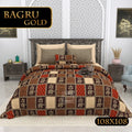 BAGRU GOLD Cotton Bedsheet- Brown Print (108 x 108 Inches)