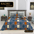 BAGRU GOLD Cotton Bedsheet- Blue Print (108 x 108 Inches)