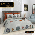 BAGRU GOLD Cotton Bedsheet- Grey Multi Print (108 x 108 Inches)