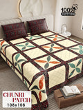 CHUNRI PATCH Cotton Bedsheet- Chocolate Multi Print (108 x 108 Inches)