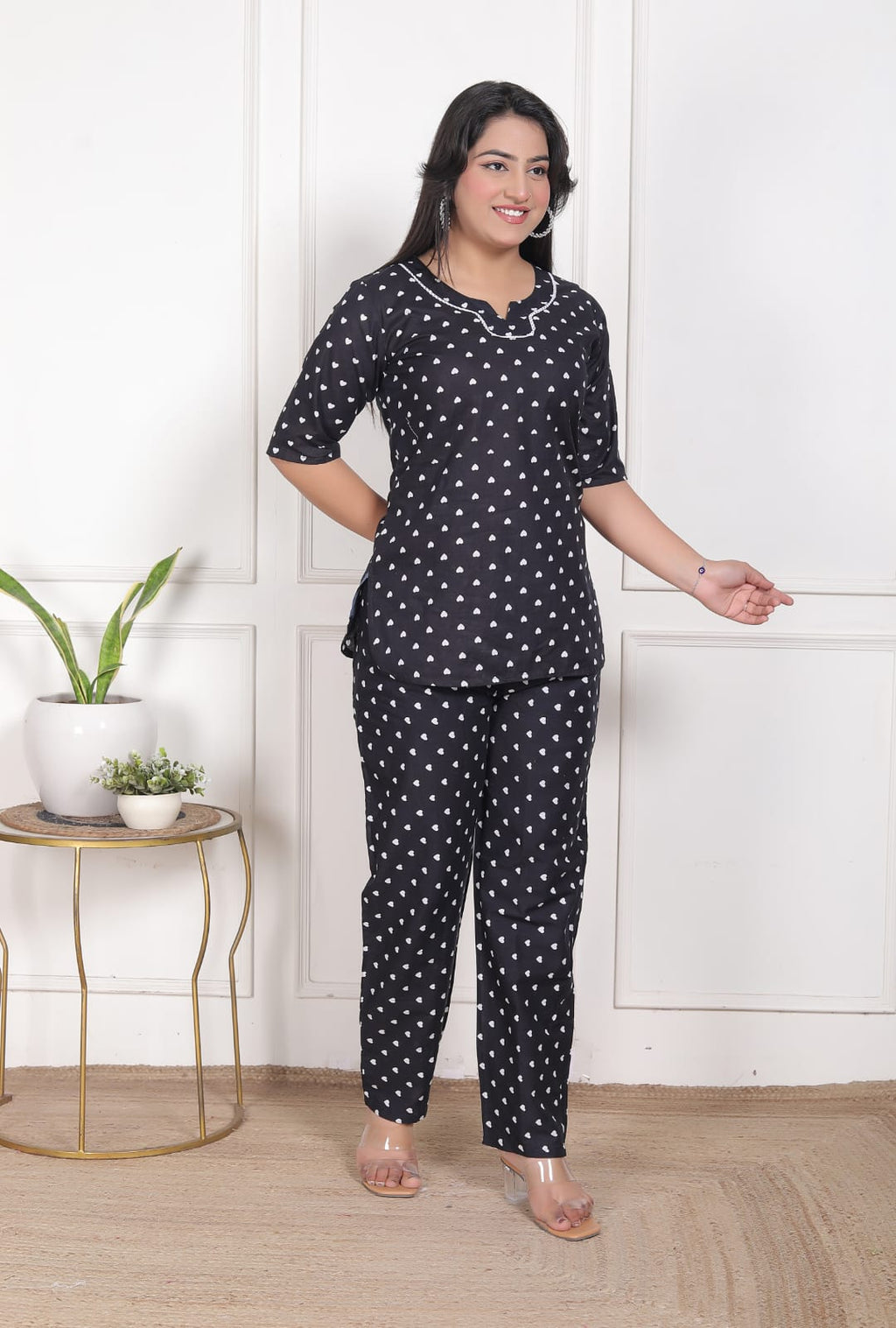 Black Pure Cotton Printed Co-Ord Set