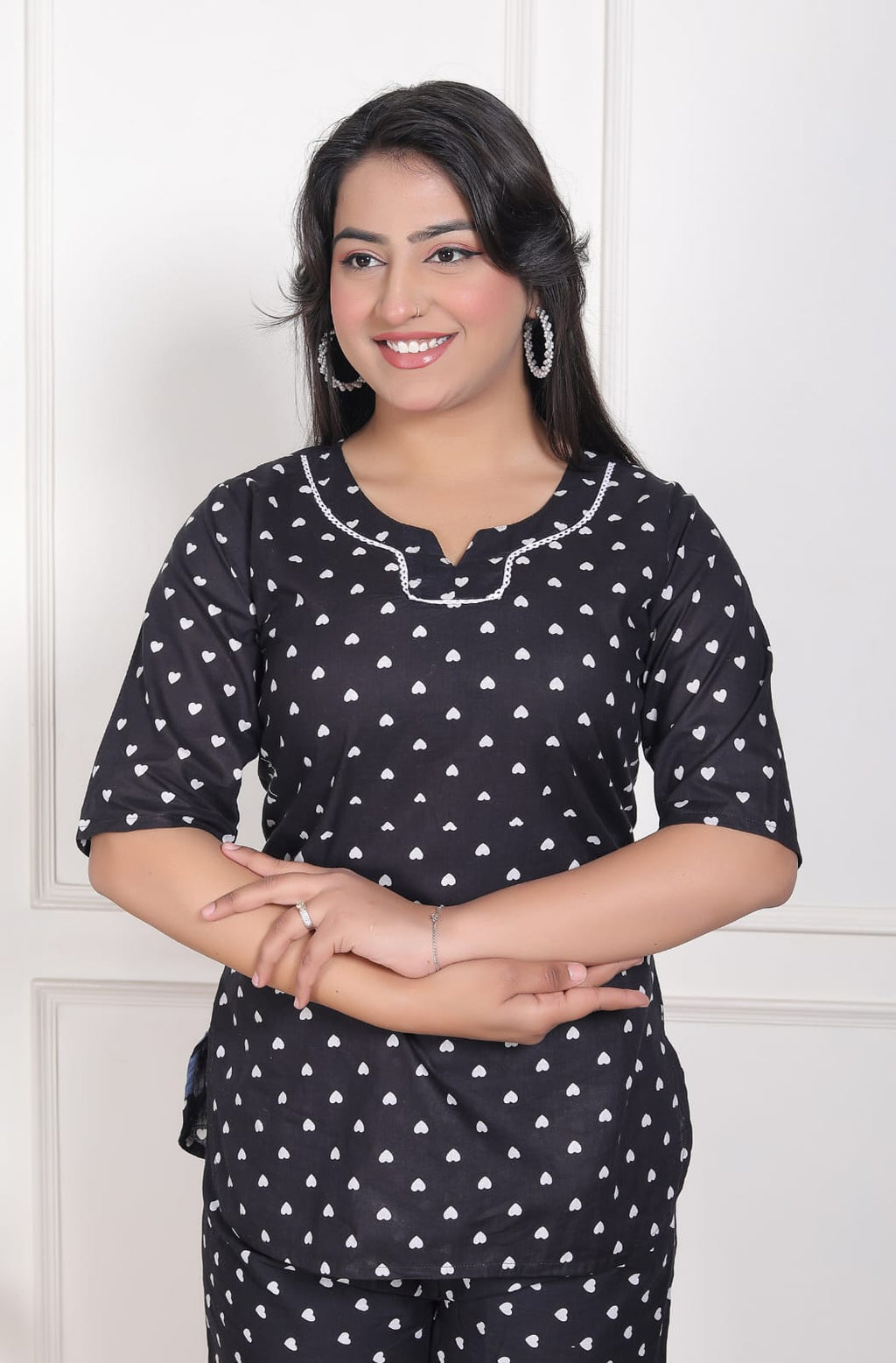Black Pure Cotton Printed Co-Ord Set