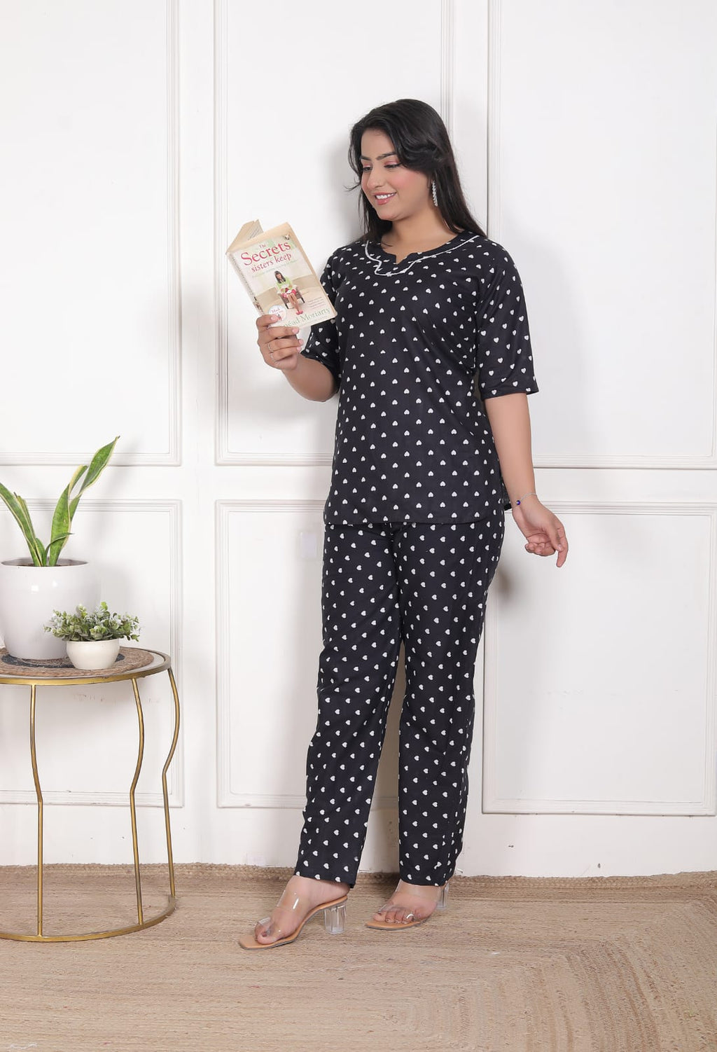 Black Pure Cotton Printed Co-Ord Set